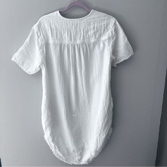 Roots White Raw Hem 100% Midi T-Shirt Dress Women’s Size Small - Picture 2 of 7